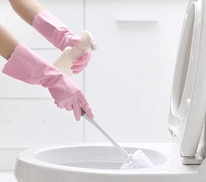 Alimat PluS Pink Cleaning Gloves Latex Free, Cotton Flock Liner, Medium | 1 Pair - Image 4