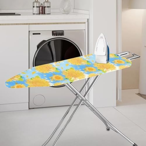 Sunflower Ironing Board Cover, Watercolor Sky Blue Sunflowers Standard 15" X - Image 2