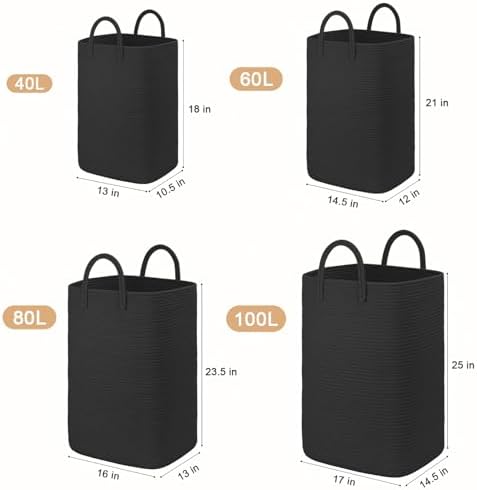 Artfeel Laundry Basket, Woven Cotton Rope Laundry Hamper, 60L Versatile Storage - Image 3