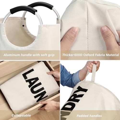 Maxsilan 90L Large Laundry Basket Bag, Collapsible Tall Hamper - Image 6