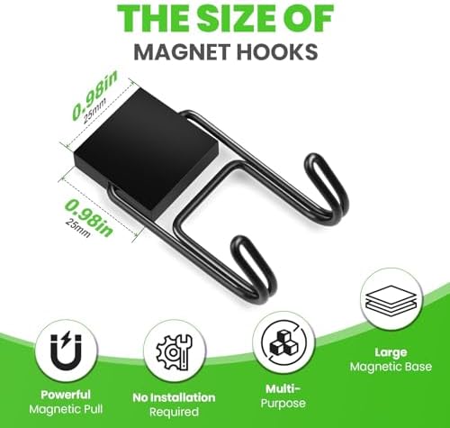 MIKEDE Magnetic Hooks 12Pcs 80lbs+ Magnet Hook Cruise Essentials Black - Image 2