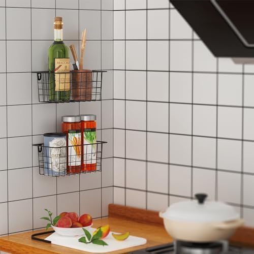 MaraFansie Hanging Wire Baskets Kitchen Storage Basket Adhesive and Screws - Image 4