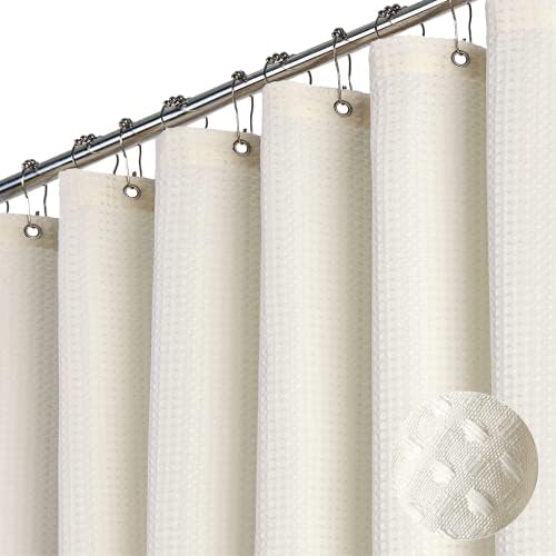 Dynamene Stall Waffle Shower Curtain 256 GSM Heavy Fabric 60x84 Cream/Ivory by Dynamene