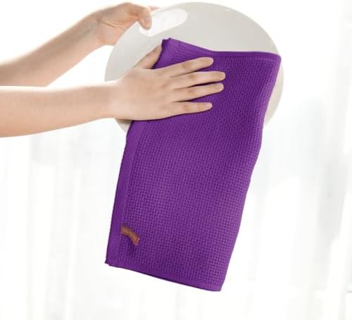 Artoid Mode 100% Cotton Purple Waffle Weave Kitchen Dish Cloths, 12x12 Inch - Image 3