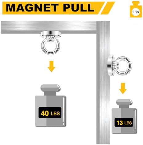 DIYMAG Magnetic Hooks with Countersunk Hole Eyebolt 40LBS 6 Pack - Image 4
