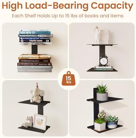 Wawocs Invisible Bookshelves for Wall, 6 Tier Floating Bookshelf Made of Heavy - Image 3