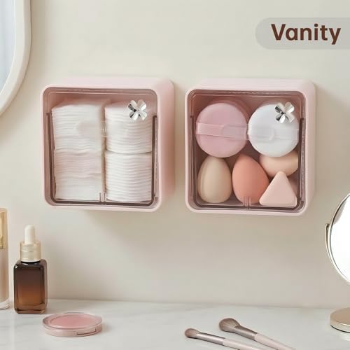 DASITON Wall Mounted Qtip Holder Dispenser, Adhesive No Drilling Cotton Swab - Image 3