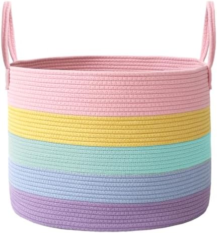 JMvicyroam 115L Extra Large Machine Washable Cotton Rope Blanket Basket by JMvicyroam