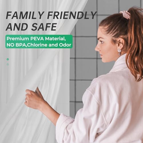 AmazerBath Plastic Shower Curtain 84 Inches Long, 72 x 84 Frosted Weighted - Image 3