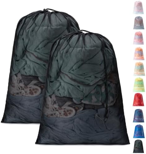 2 Pack Mesh Travel Laundry Bag 28" x 40"Extra Large Dirty Clothes Organizer by Unknown