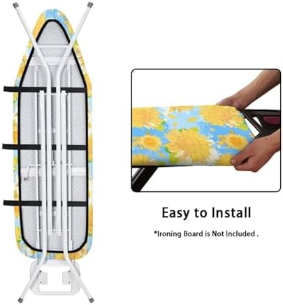 Sunflower Ironing Board Cover, Watercolor Sky Blue Sunflowers Standard 15" X - Image 4