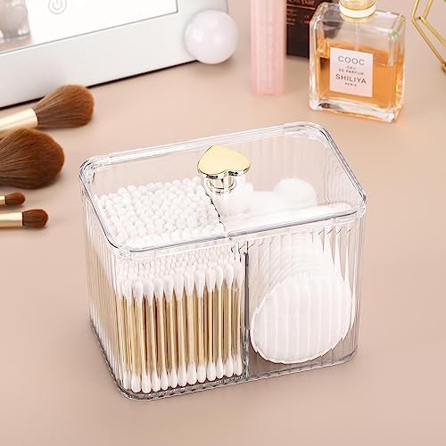 Tbestmax Qtip Holder Dispenser 3-Section Clear Bathroom Organizer Jar 3 Grids - Image 4