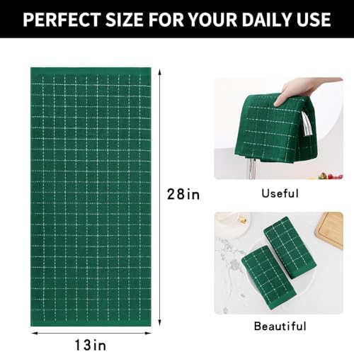 Homaxy 100% Cotton Terry Kitchen Towels, 8 Pack, Dark Green - Image 5