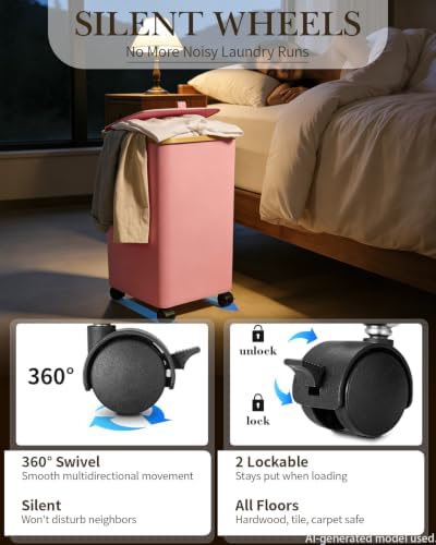 Laundry Basket with Wheels, 110L Large Rolling Laundry Hamper - Image 4