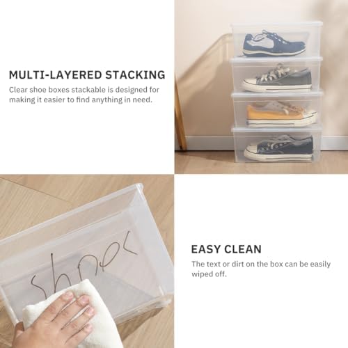 10 Pack Shoe Storage Box Clear Plastic Stackable Storage Containers - Image 3