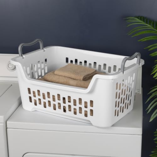 Sterilite 18 Pack Stacking Laundry Basket, 2 Bushel Clothes Hamper - Image 5