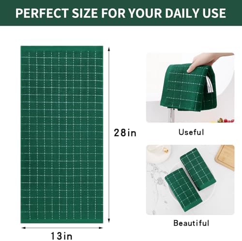 Homaxy 100% Cotton Terry Kitchen Towels, 5 Pack, Dark Green - Image 5