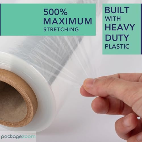 PackageZoom 4 Rolls Clear Stretch Wrap Film 18” x 1500 feet Plastic Wrap - Image 4