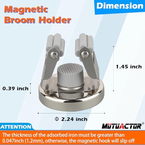 MUTUACTOR Magnetic Broom Holders, No Drilling 10lbs Magnetic Hooks Broom Mop - Image 5