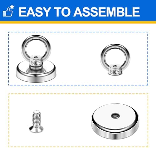 DIYMAG Magnetic Hooks with Countersunk Hole Eyebolt 60LBS 6 Pack - Image 5