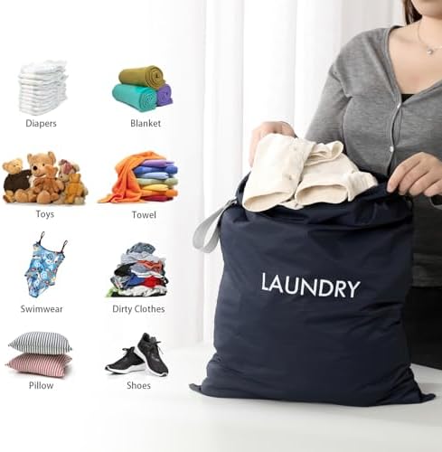 WiseBoy 2 Pack Dirty Laundry Travel Bag, Nylon Travel Dirty Clothes Bag - Image 3