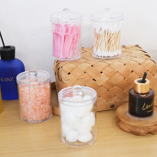 6 Pack Acrylic Qtip Holder Dispenser, Canisters Apothecary Jar Set - Image 5