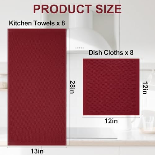 Homaxy 16 Pack 100% Cotton Kitchen Towels and Dishcloths Set - Image 4
