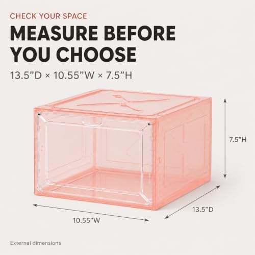 Pink Magnetic Closure Multi-Purpose Storage Box Thickened Rigid Stackable Shoe - Image 3
