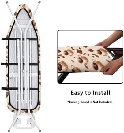 Mocha Coffee Ironing Board Cover, Casual Cafe Time Protective Sleeve - Image 4