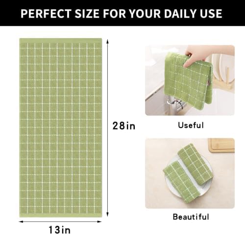 Homaxy 100% Cotton Terry Kitchen Towels, Large 8 Pack, Sage Green - Image 5