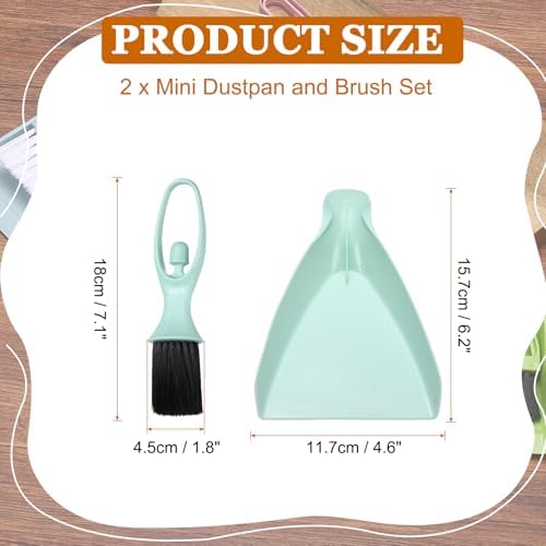 uxcell 2 Pcs Mini Dustpan and Brush Set, Small Broom and Dustpan Set - Image 2