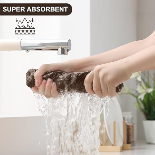 Homaxy 10 Pack 100% Cotton Kitchen Towels and Dishcloths Set, Dark Brown - Image 3