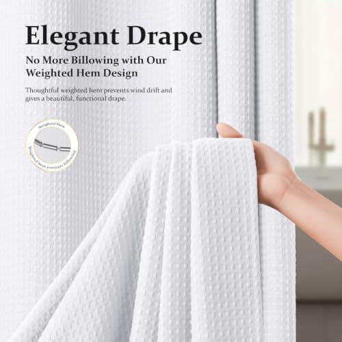 Dynamene Stall Waffle Shower Curtain 256 GSM Heavy Fabric 54x72 White - Image 4