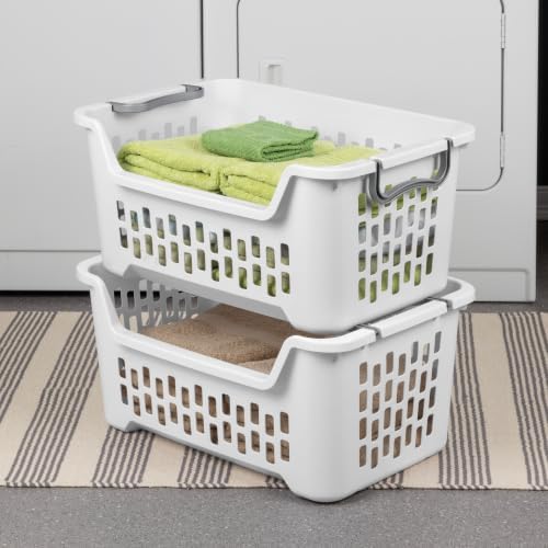 Sterilite 18 Pack Stacking Laundry Basket, 2 Bushel Clothes Hamper - Image 4