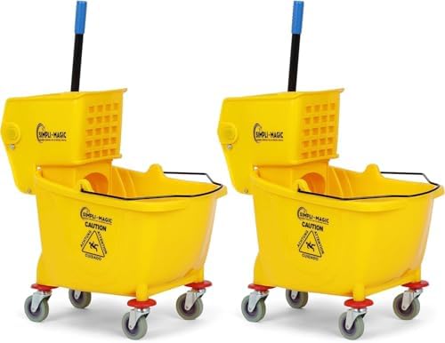SIMPLI-Magic Side Press Wringer Combo Commercial Mop Bucket on Wheels, 35 Quart by Simpli-Magic