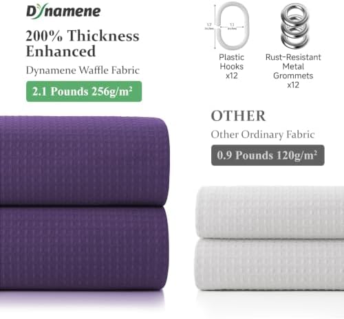 Dynamene Long Waffle Shower Curtain 256 GSM Heavy Fabric 72x78 Purple - Image 5