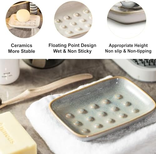 Miamolo Bar Soap Holder for Shower, Soap Dish Raised Design Save Soap Loss - Image 3