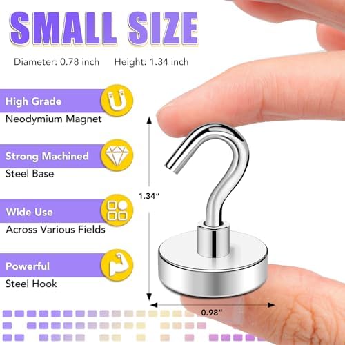 TRYMAG Magnetic Hooks for Cruise Cabins, 6 Pack - Image 2