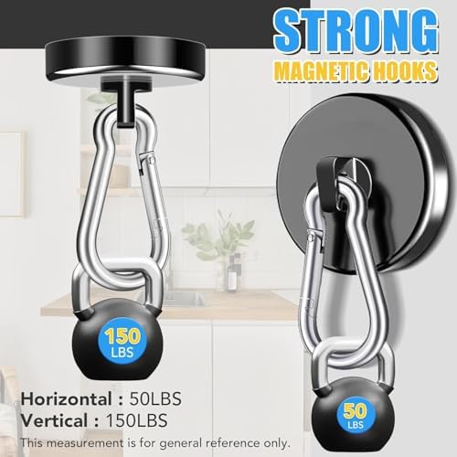 Magnetic Hooks Heavy Duty 150Lbs, 24 Pack Black Super Strong Hooks - Image 3