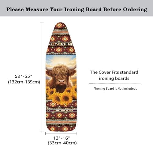 Boho Sunflower Cow Iron Board Cover - Image 6