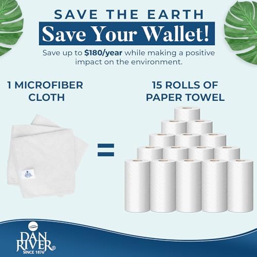 DAN RIVER 24-Pack White Microfiber Towels – Ultra Absorbent, Lint Free Towels & - Image 5