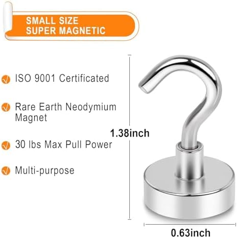 MIKEDE Magnetic Hooks 30lbs Strong Magnets Hook 36 Pack - Image 3