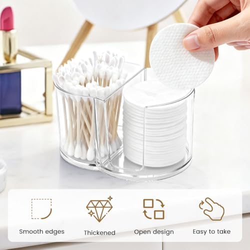 Cotton Swab & Pad Holder with Dustproof Lid, Dual-Compartment Organizer - Image 5