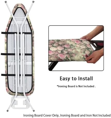 Retro Pink Rose Ironing Board Cover, Stain Resistant Minimalist Aesthetics Iron - Image 5