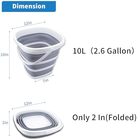 Collapsible Bucket 10L 2.6 Gallon Cleaning Bucket Mop Bucket Folding Foldable - Image 2