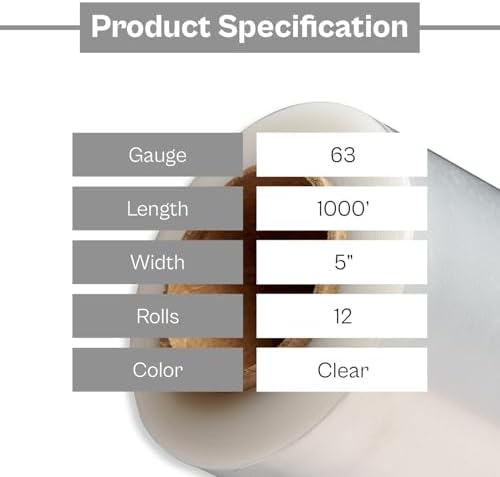 PSBM Mini Stretch Wrap with Plastic Handle, 12 Rolls 5 Inch x 1000 Feet 63 - Image 4