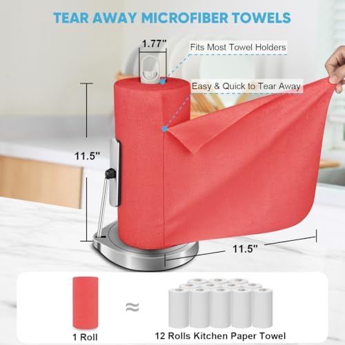 AIDEA Red Microfiber Cleaning Cloth Roll-50PK, Paper Towels 11.5"×11.5" - Image 2