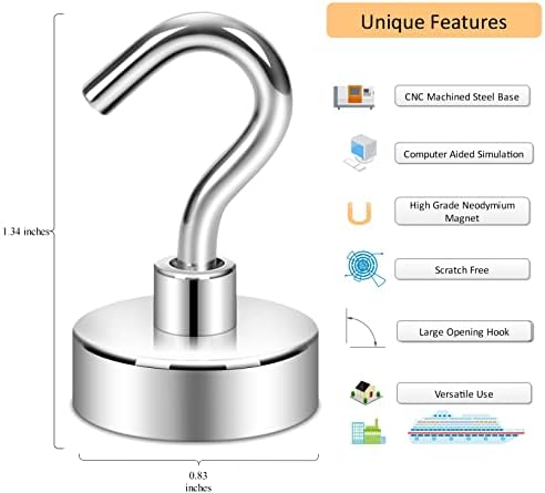 Neosmuk Magnetic Hooks for Cruise Cabins, 40lb Heavy Duty, 4 Pack - Image 3