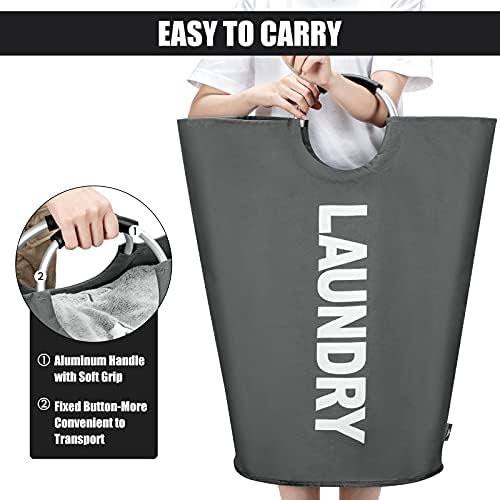 DOKEHOM 125L X-Large Laundry Basket Bag, Collapsible Tall Hamper, Dark Grey - Image 4