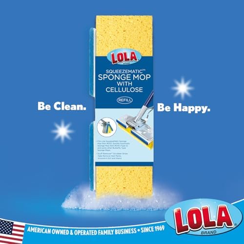LOLA Cellulose SqueezeMatic Butterfly Sponge Mop Refill, 12 Pack, Floor Cleaning - Image 6